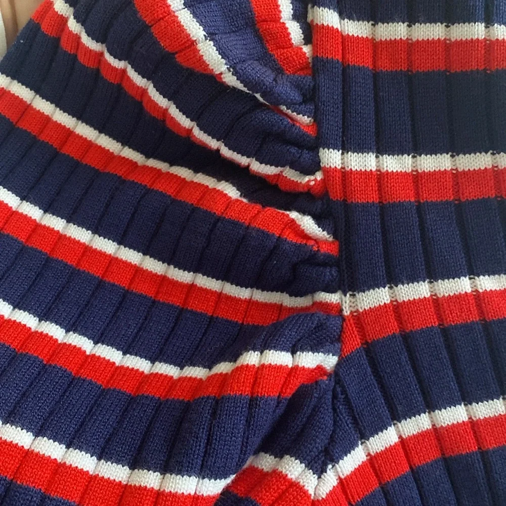 Lini Marla Striped Juliet Sleeve Esther Sweater Top Blue Red Stripe Med like new - Picture 7 of 14